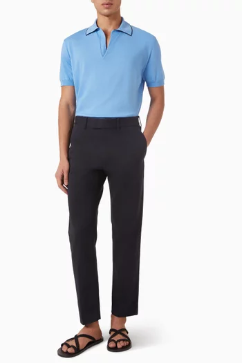 Collared Polo T-shirt in Silk-cotton