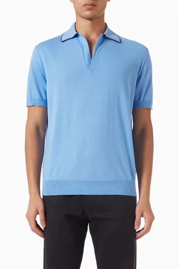 Collared Polo T-shirt in Silk-cotton