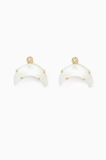 Moon Stone Diamond Earrings in 18kt Gold