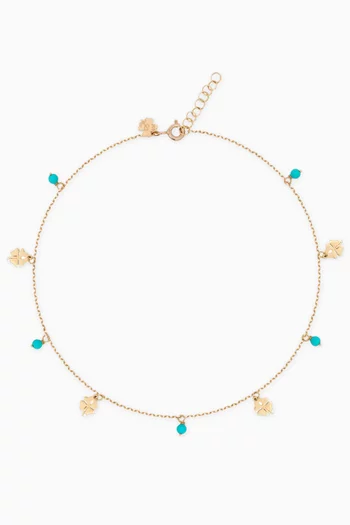 Retro Pompoms Clovers Anklet in 18kt Gold