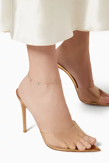 Retro Pompoms Palm Tree Anklet in 18kt Gold