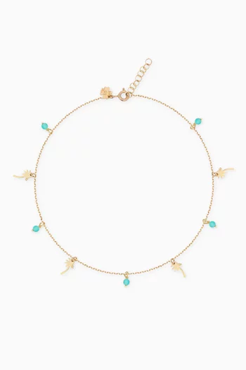 Retro Pompoms Palm Tree Anklet in 18kt Gold