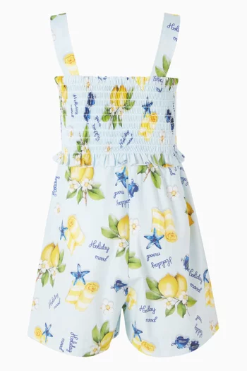 Lemon Print Romper in Cotton