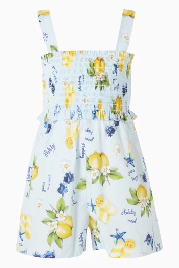 Lemon Print Romper in Cotton