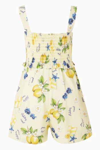 Lemon Print Romper in Cotton