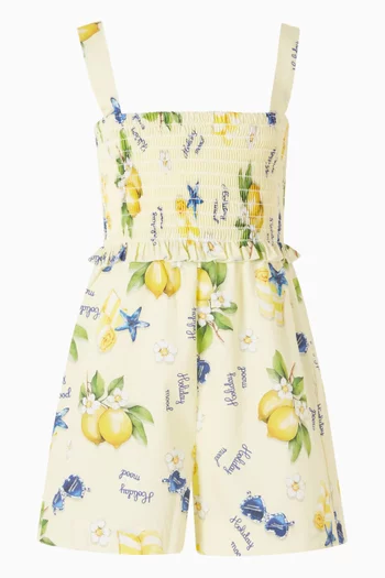Lemon Print Romper in Cotton