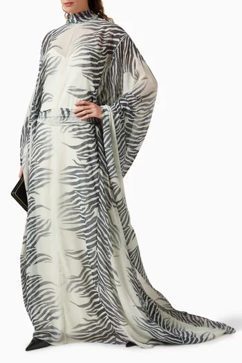 Nila Zebra-print Gown in Chiffon