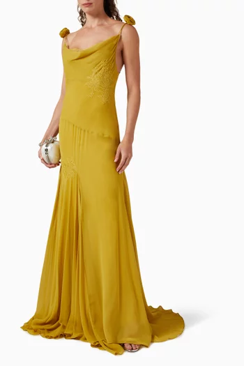 Dia Cowl-neck Dress in Silk Chiffon