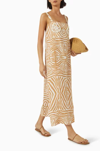 Amaya Zebra-print Dress in Linen