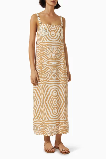 Amaya Zebra-print Dress in Linen