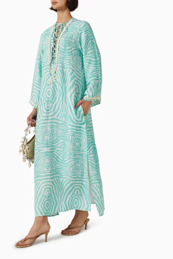 Zebra-print Shell Kaftan in Linen