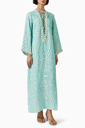 Zebra-print Shell Kaftan in Linen