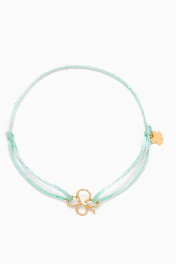 Clover Charm Cord Bracelet in 18kt Gold