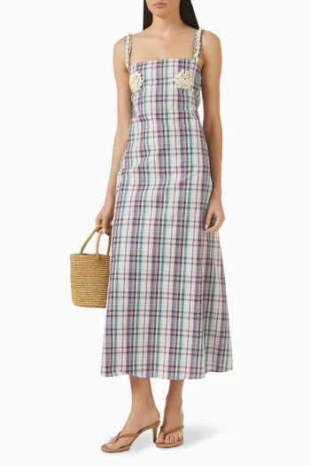 Amaya Check Shell Dress in Linen