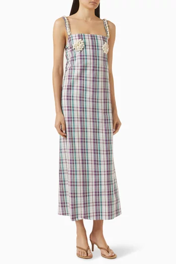 Amaya Check Shell Dress in Linen