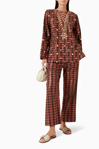 Socotra Shell Top & Pants Set in Linen
