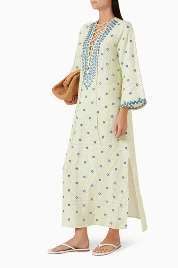 Mirror-embellished Kaftan in Linen