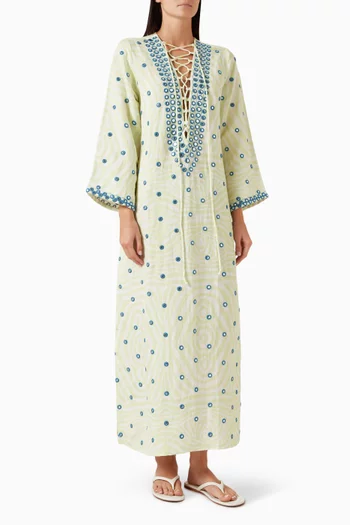 Mirror-embellished Kaftan in Linen