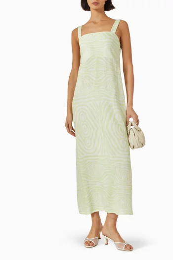 Amaya Zebra-print Dress in Linen