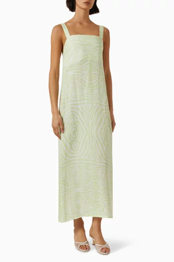 Amaya Zebra-print Dress in Linen