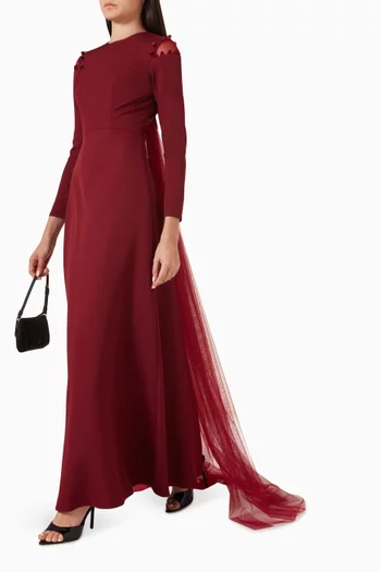 Tulle Train Maxi Dress