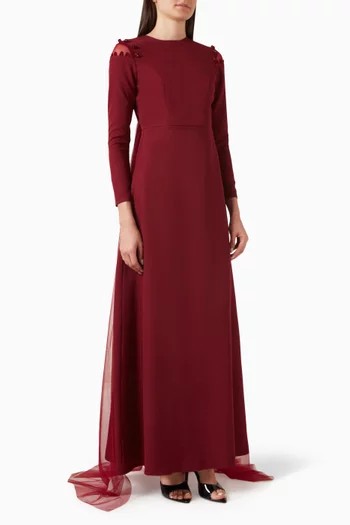 Tulle Train Maxi Dress