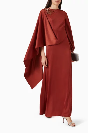 Bead-embellished Cape Dress