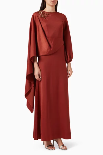 Bead-embellished Cape Dress