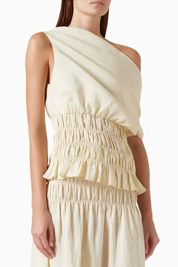 Maia Shirred Top in Linen