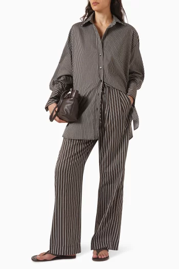 Sable Striped Pants in Silk-blend