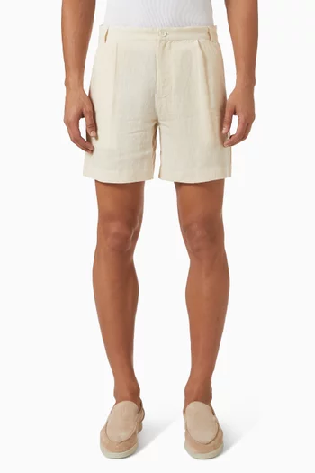 Pleated Tailored Shorts in Linen