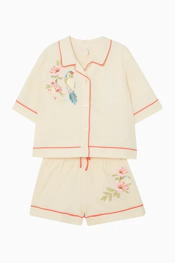 Junior Girl Aster Embroidery Shirt in Cotton