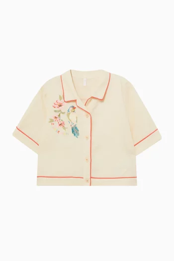 Junior Girl Aster Embroidery Shirt in Cotton