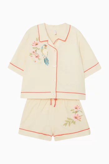 Junior Girl Aster Embroidery Shorts in Cotton