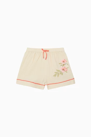 Junior Girl Aster Embroidery Shorts in Cotton
