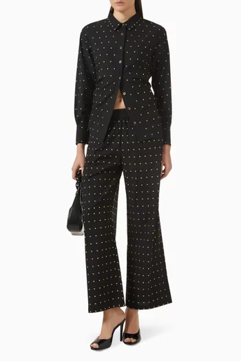 Gold-stud Tie-up Shirt