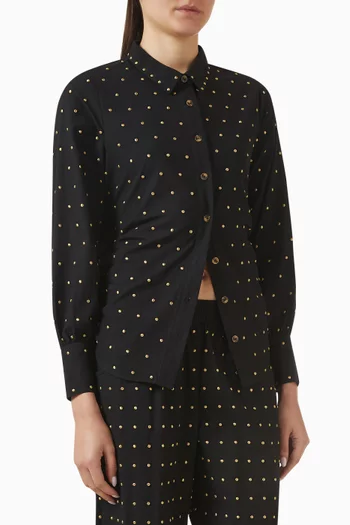 Gold-stud Tie-up Shirt