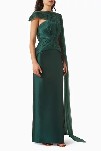 Gathered Cape Gown