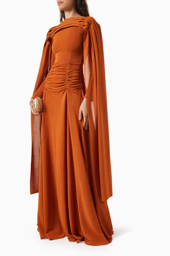 Gathered Cape Gown