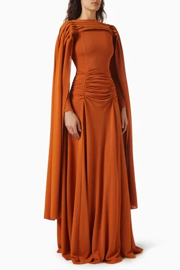 Gathered Cape Gown