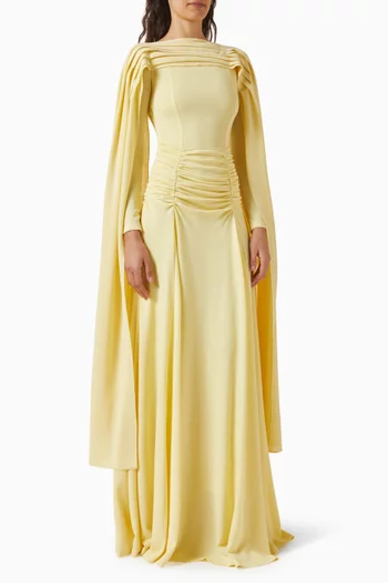 Gathered Cape Gown