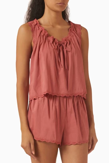 Hazel Pyjama Top & Shorts Set in Cotton Blend