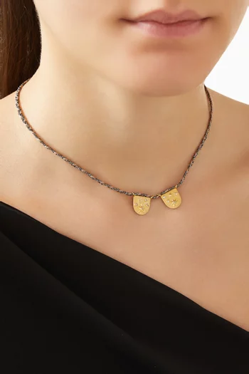 Moon & Star Diamond Necklace in 10kt Gold