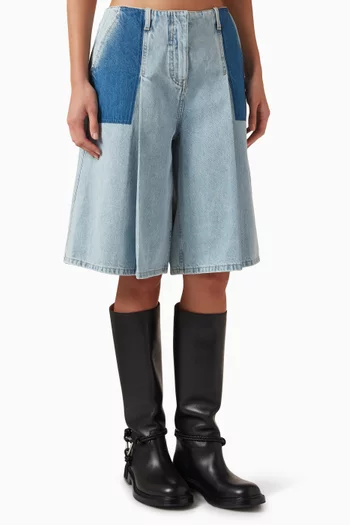 Ghost Patch Bermuda Shorts in Denim