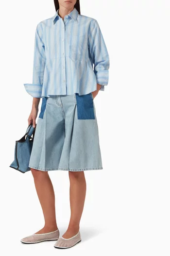 Striped Flounce Shirt in Cotton