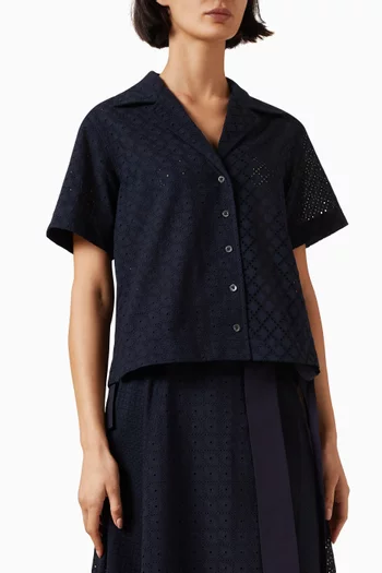 Broderie Anglaise Camp Shirt in Cotton