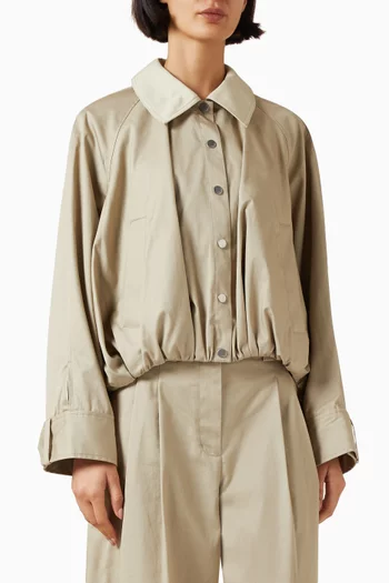 Snap-front Bomber Jacket in Cotton Twill