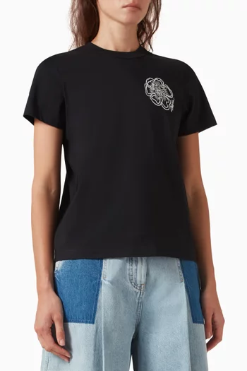 Embroidered-flower T-shirt