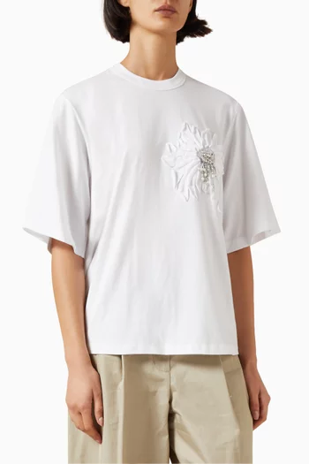 Trapeze Floral-appliqué T-shirt in Jersey