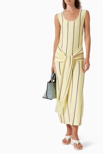 Stripe Tie-waist Dress in Rayon